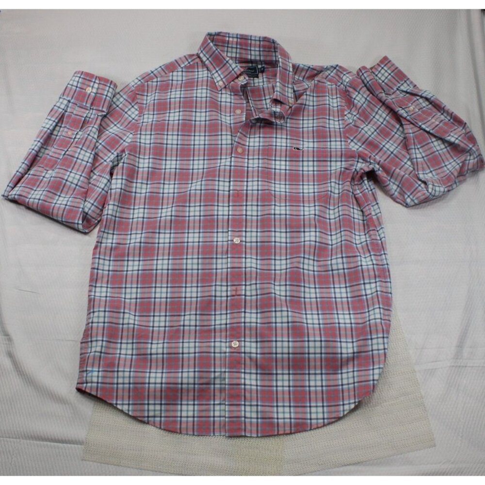 Vineyard Vines Mens Classic Fit Tucker Shirt Plaid M Nylon/Spandex